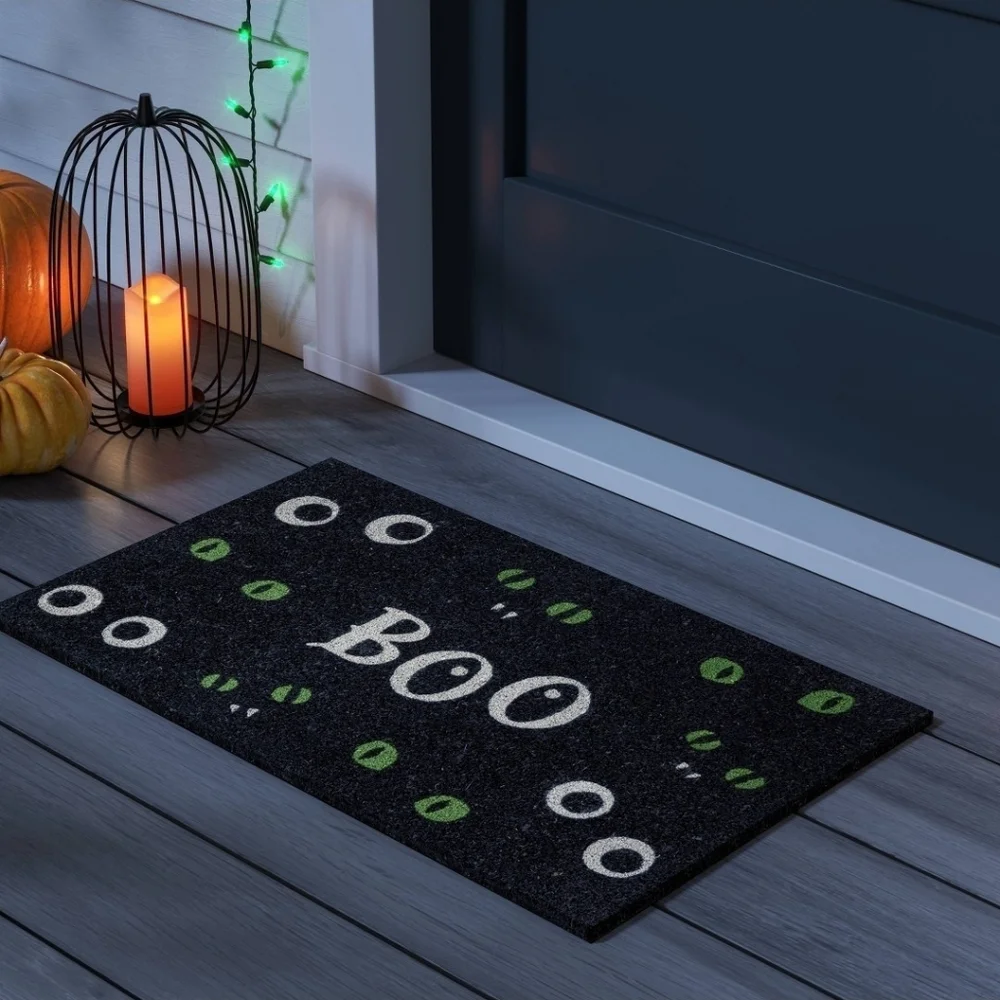 Black Halloween Boo Doormat